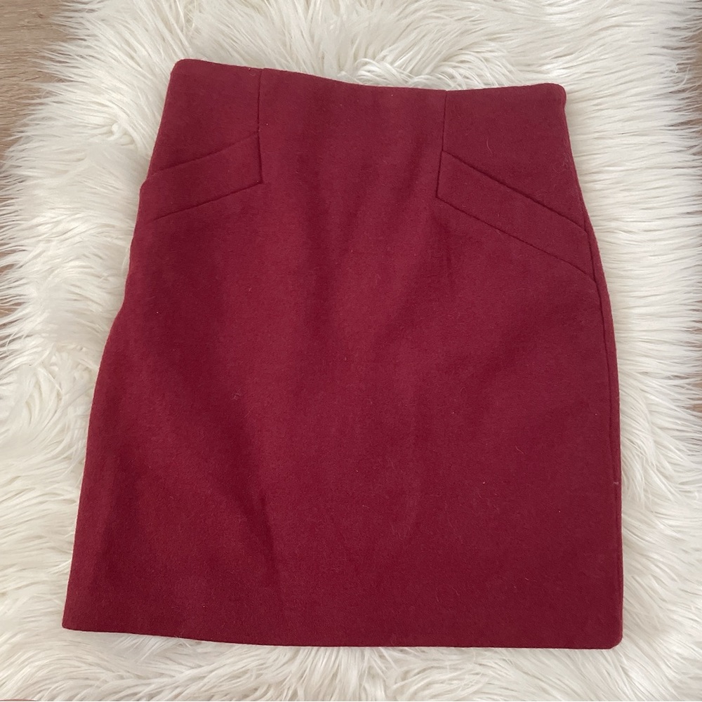 Vintage Burgundy cotton felt silk inside Pencil Skirt